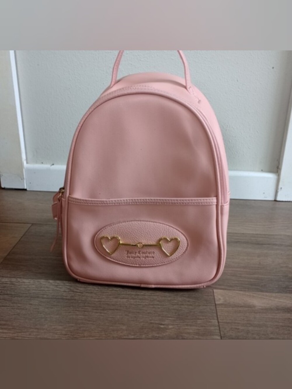 Juicy Couture Blush Pink Mini Backpack with Gold Heart Hardware